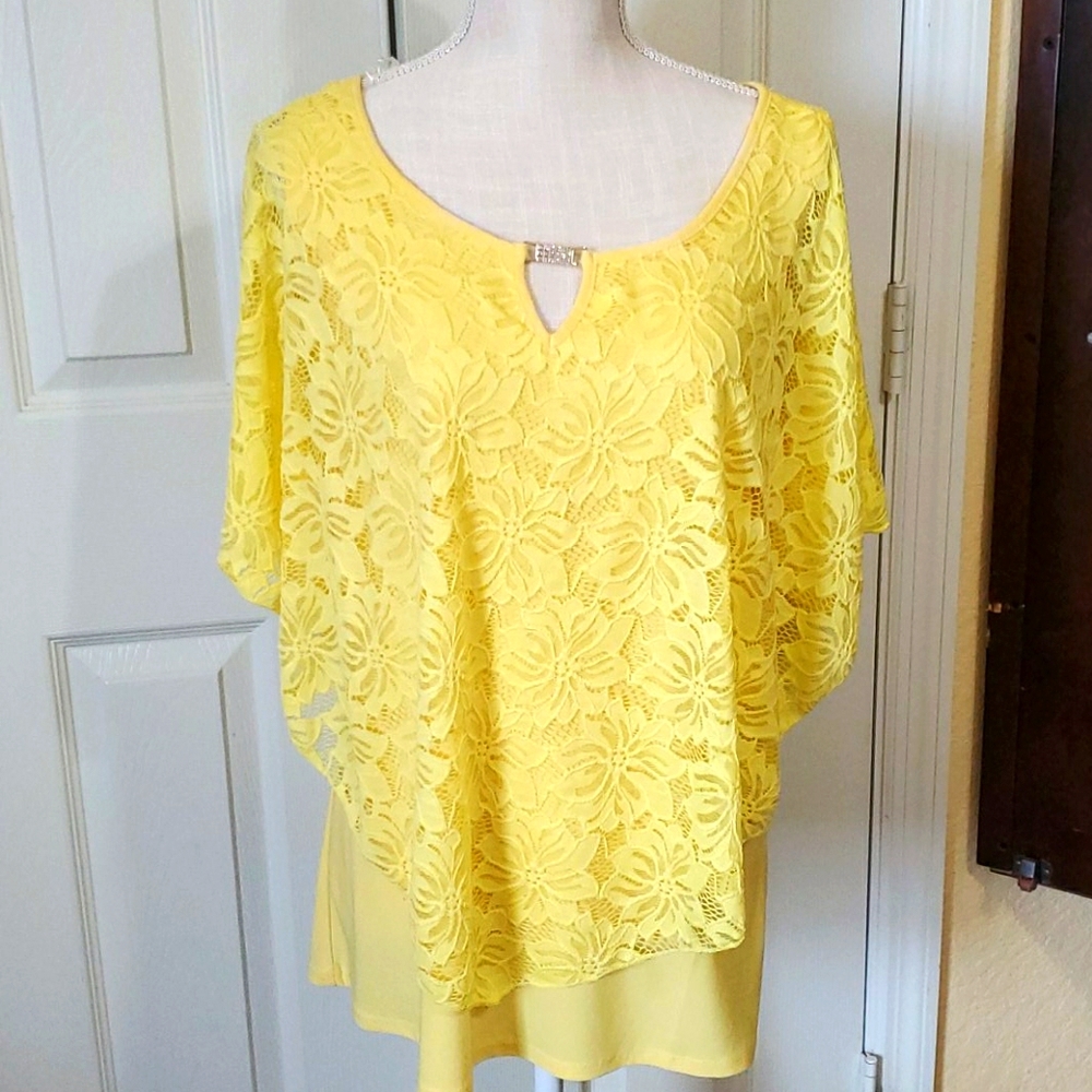 Olivia Blu lace overlay top